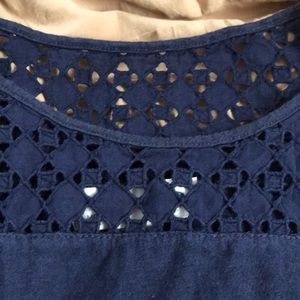 Navy maternity tank with neck detail